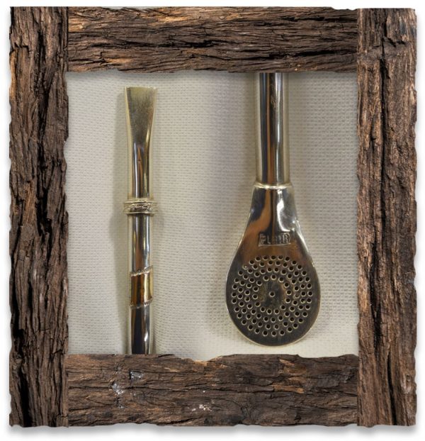 Bombilla de Oro y Plata Grabada